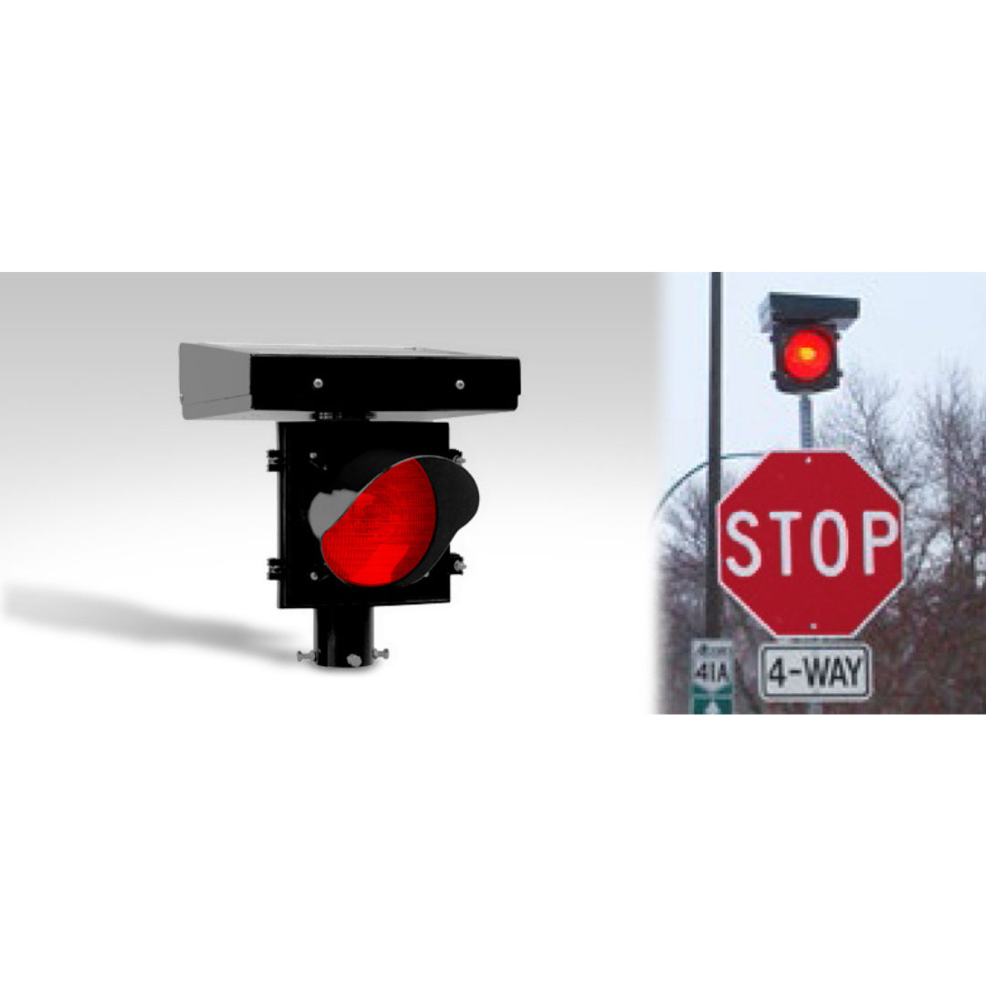 Stop Sign Flashing Red Light Beacon