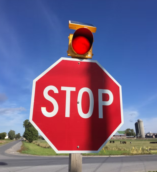 Stop Sign Flashing Red Light Beacon